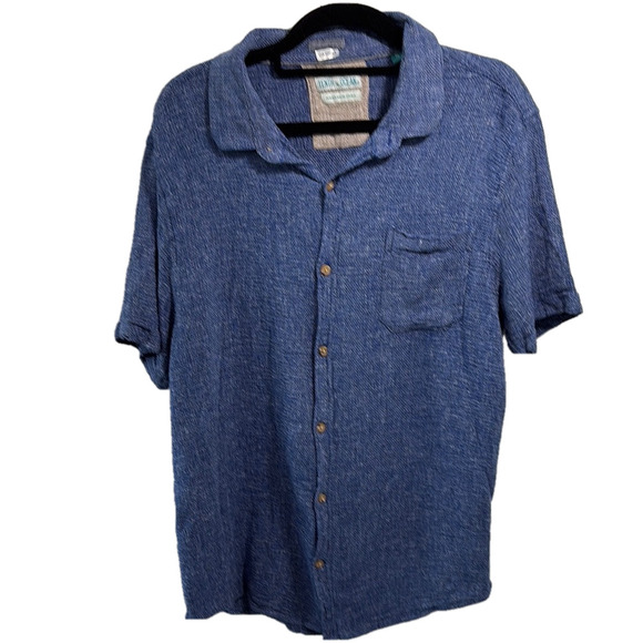 Tenth + ocean Blue Button Down Shirt with Relaxed Collar - Picture 1 of 8